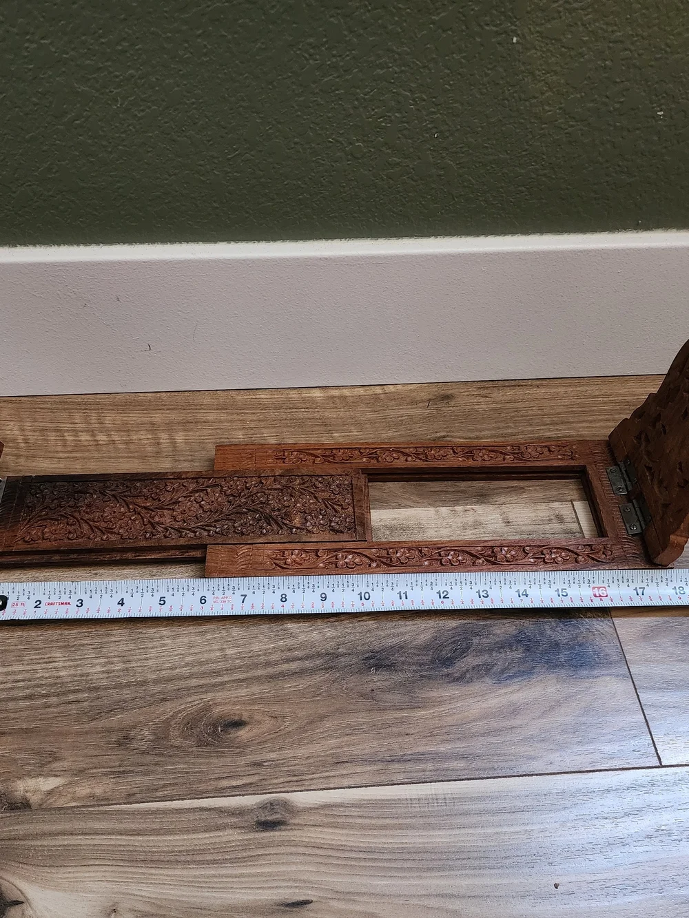 Vintage Hand-Carved Indian Wood Expandable Book Rack Bookends Sheesham Floral